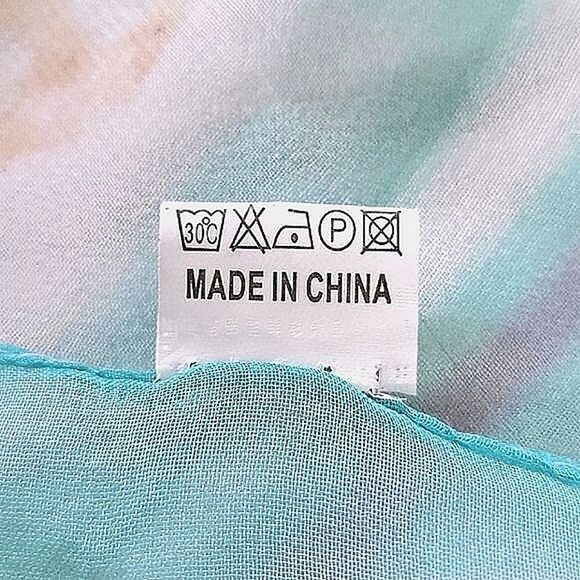 Vtg multicolour pastel watercolour oversized chiffon scarf - Picture 5 of 10